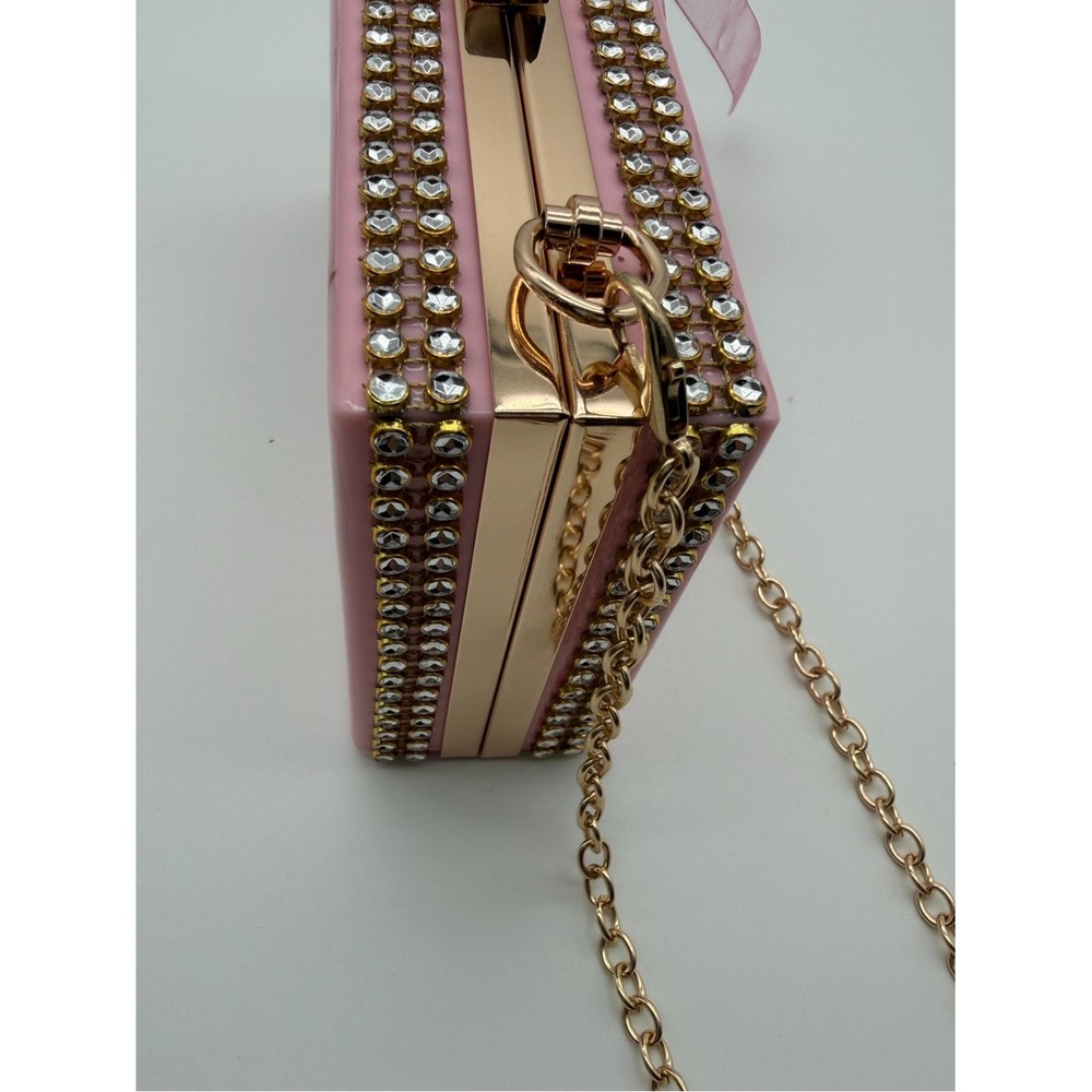 Pink Acrylic Box Crossbody Shoulder Bag Purse - Picture 9 of 9
